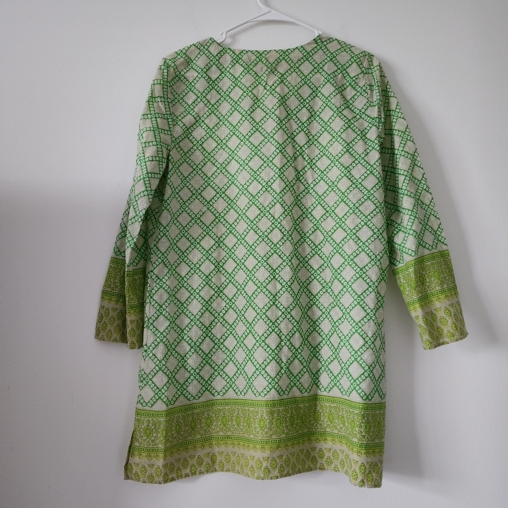Calypso St. Barth Green Geometric Print 100% Cotton Tunic Top XS - Picture 9 of 13